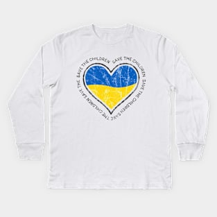 Ukraine. Save the children. Peace Kids Long Sleeve T-Shirt